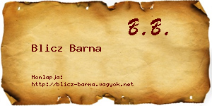 Blicz Barna névjegykártya